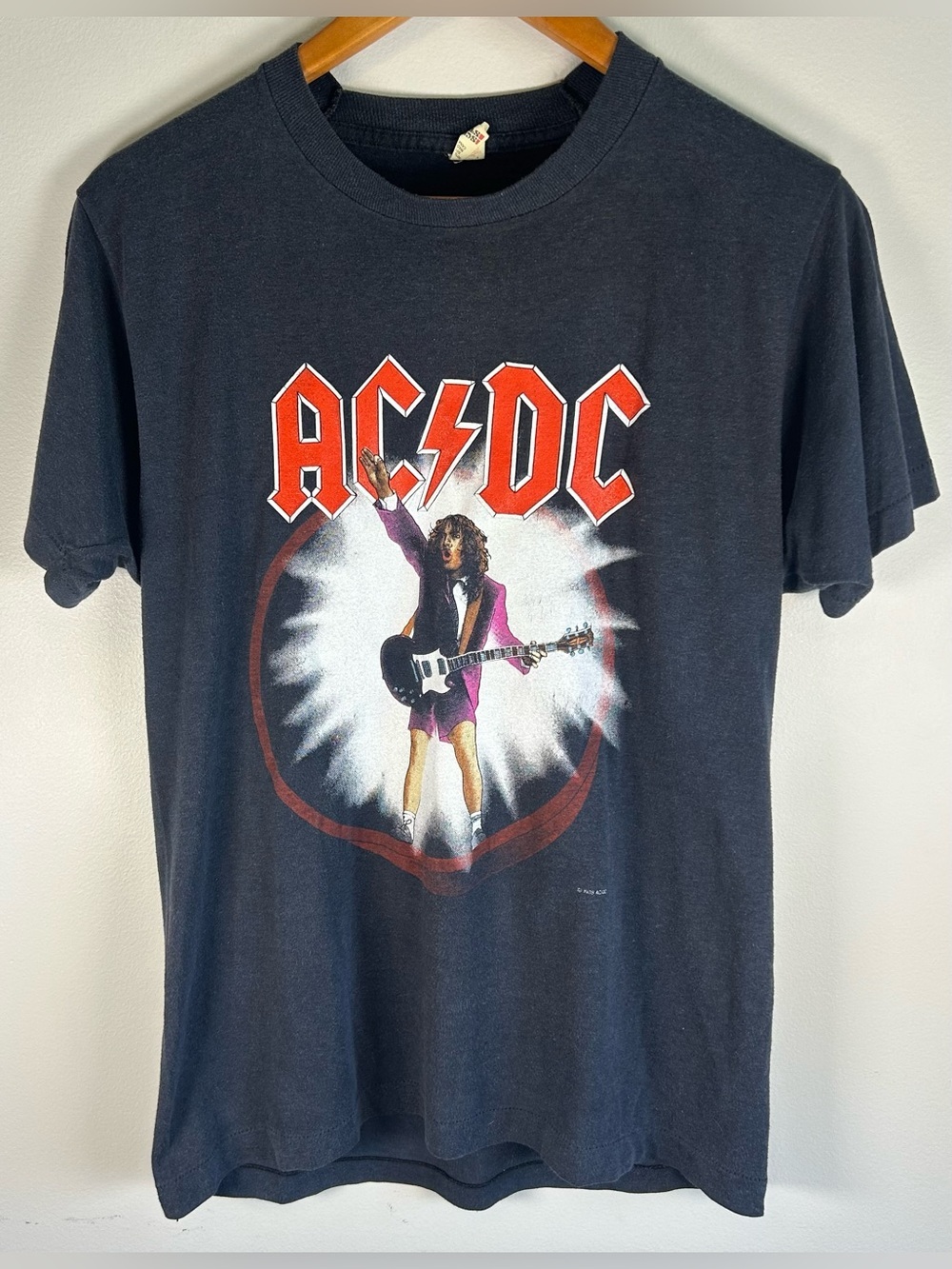 Vintage 1988 AC/DC Blow Up Your Video World Tour 88 Graphic T-Shirt Gray Size L